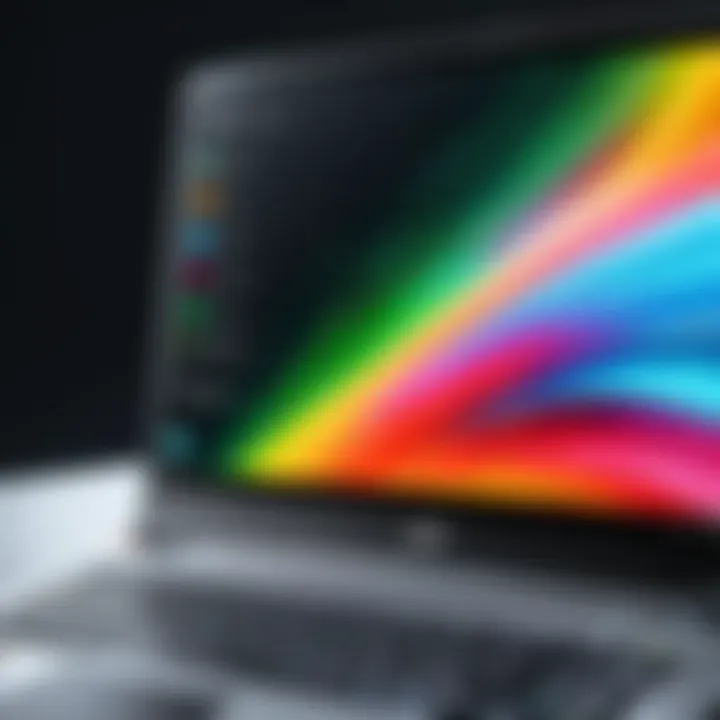 Close-up of the laptop's display showcasing vibrant colors