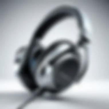 Close-up of high-tech features of an over-ear headset, highlighting noise cancellation.