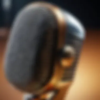 Close-up of a vintage microphone emphasizing its craftsmanship and historical significance
