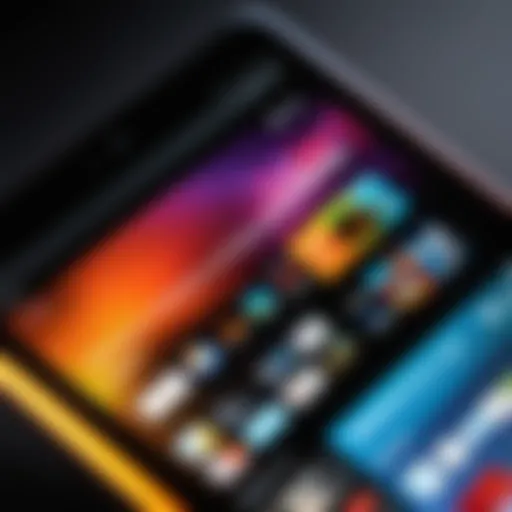 Close-up view of Kindle Fire tablet screen showing vibrant display