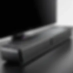 Close-up view of the Alienware soundbar showcasing its sleek design.