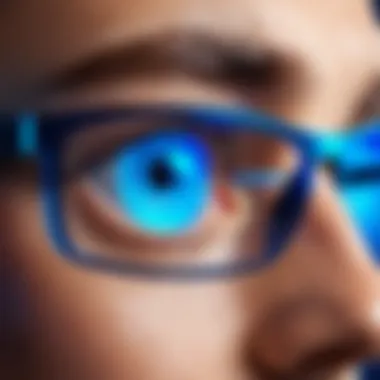 Close-up of blue light filter technology