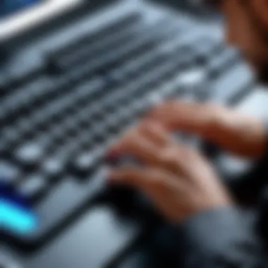 High-Performance Ergonomic Keyboard in Use A programmer using a high-performance ergonomic keyboard