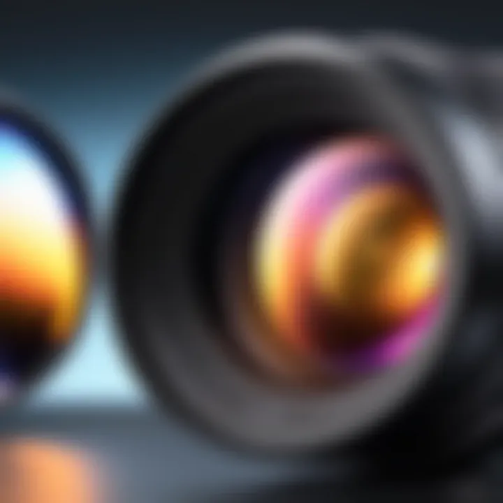 Close-up view of the camera lens capturing a clear image