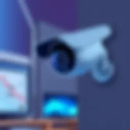 A modern home security camera mounted on a wall