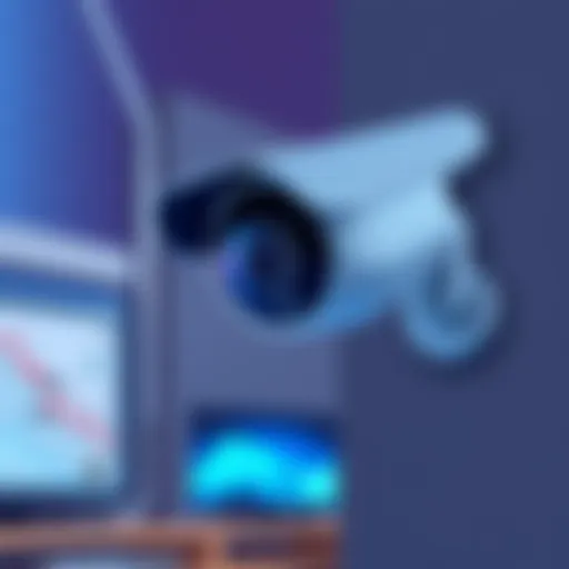 A modern home security camera mounted on a wall