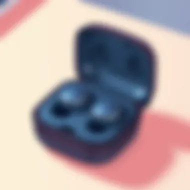 Compact wireless headphones in a travel case showcasing portability