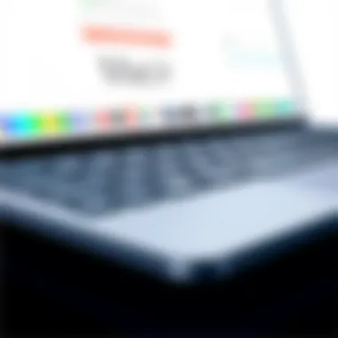 Close-up of Mac Air laptop keyboard and trackpad