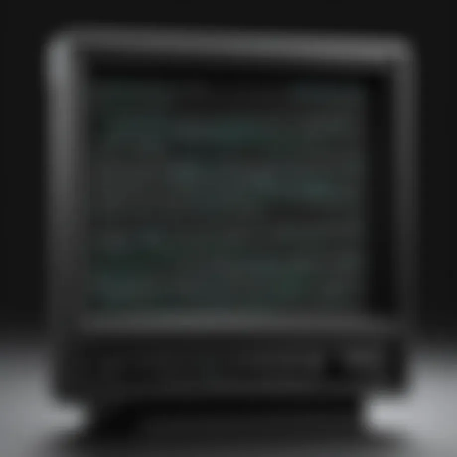 A vintage command prompt interface showcasing its early design and functionality