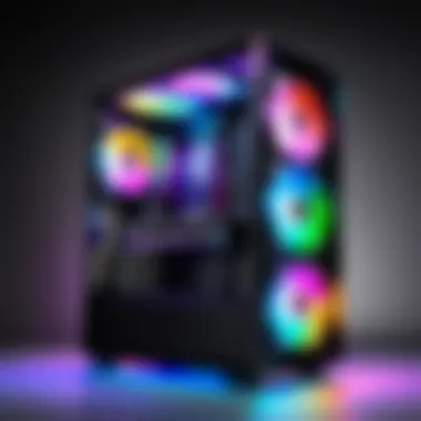 Customizable RGB lighting effects in a gaming desktop tower