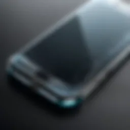 Close-up of a glass phone screen protector highlighting its clarity and durability