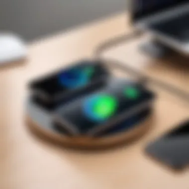 Elegant dual wireless charging pad in a modern office setting