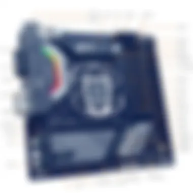 A detailed motherboard diagram showcasing essential slots and features for gaming builds