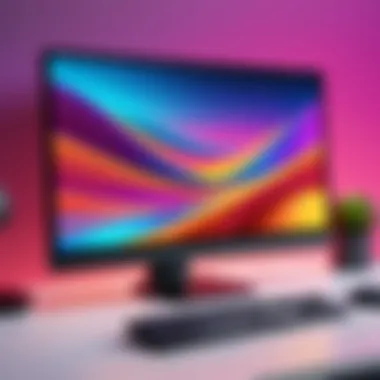 Stylish PC Monitor with Vibrant Display A stylish PC monitor showcasing vibrant colors