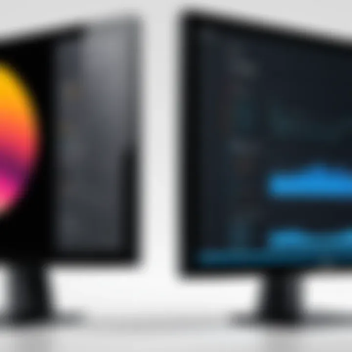 Comparison of different wide screen monitor types side by side