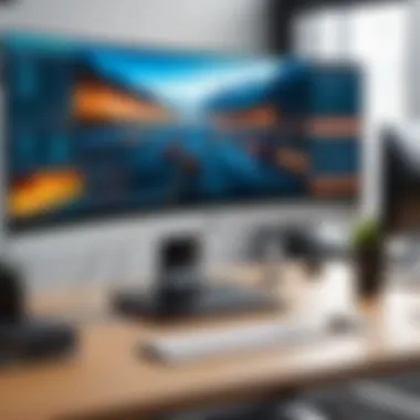 Wide monitor in a professional workspace