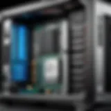 Close-up of an HP workstation with customizable components