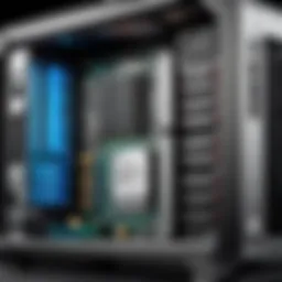 Close-up of an HP workstation with customizable components