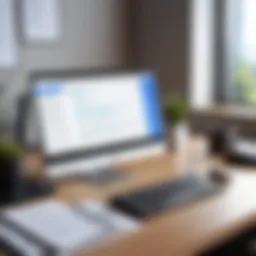 A modern workspace featuring dictation software in action