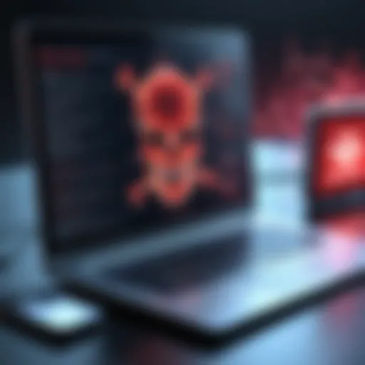 Conceptual representation of malware infecting a computer system