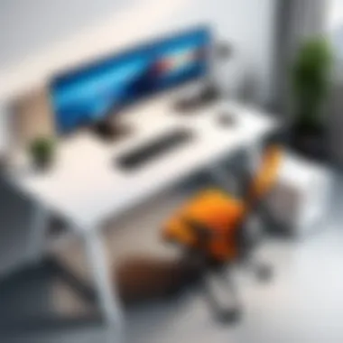Ergonomic Workspace for Comfort An ergonomic chair and desk setup designed for creative professionals