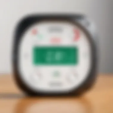 Close-Up of Airthings Radon Detector Readings A close-up view of an Airthings radon detector displaying readings.