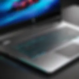 Close-up view of a sleek HP budget gaming laptop showcasing its design.
