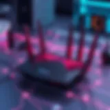 High-performance gaming router showcasing advanced connectivity features