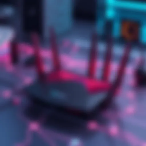 High-performance gaming router showcasing advanced connectivity features