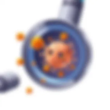 Illustration of allergens being captured by Dyson vacuum