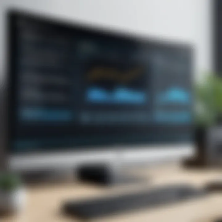Curved Monitor Showing Productivity Software Close-up of curved monitor displaying productivity software