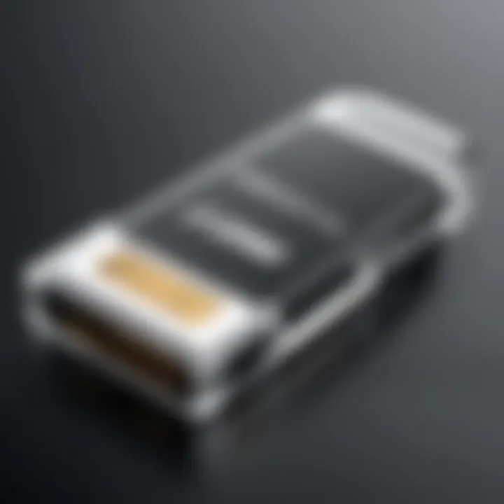 Close-up view of a 128GB flash drive showcasing its design