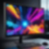 Close-up view of a 27-inch 4K gaming monitor showcasing vibrant graphics