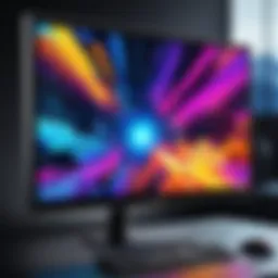 Close-up view of a 27-inch 4K gaming monitor showcasing vibrant graphics