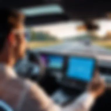 User Safety and Heads-Up Displays An illustration depicting user safety measures associated with using HUDs while driving.