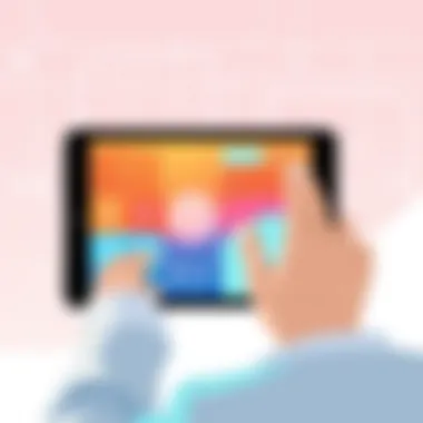 User interacting with an iPad tablet