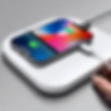 Convenience of Using a Charging Pad User demonstrating the convenience of a charging pad