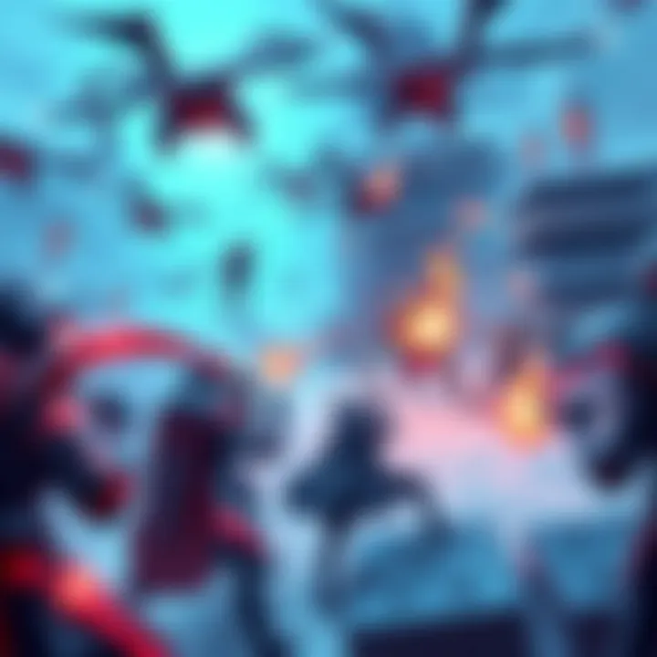 A strategic battle scene in an MMO game showcasing intricate gameplay mechanics.