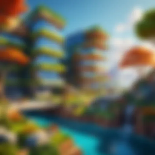 A vibrant virtual landscape showcasing a creative building environment.