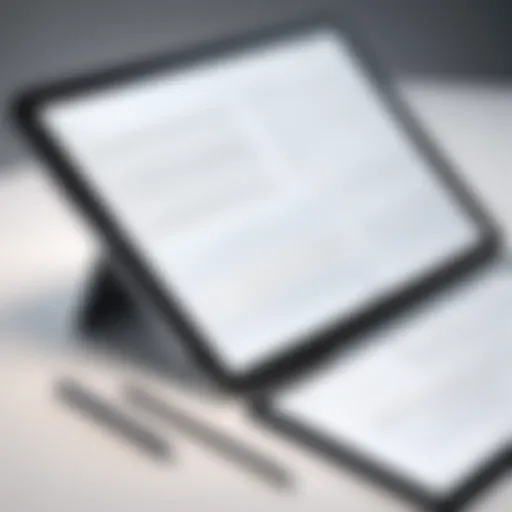 A close-up view of a tablet displaying handwritten notes, with a realistic paper-like texture