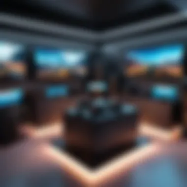 Immersive VR Gaming Setup An immersive gaming environment with multiple VR consoles displayed.