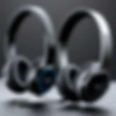 Wired vs. Wireless Headsets A visual comparison of wired and wireless headsets showcasing their design and functionality.