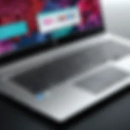 A close-up of an HP laptop showcasing its sleek 17-inch display.