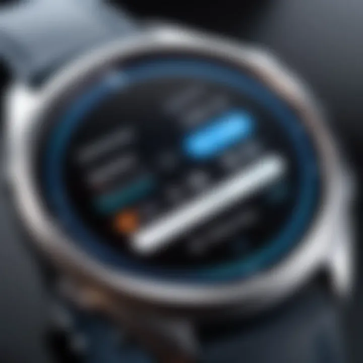 Close-up of Samsung watch displaying IP rating for waterproof capability