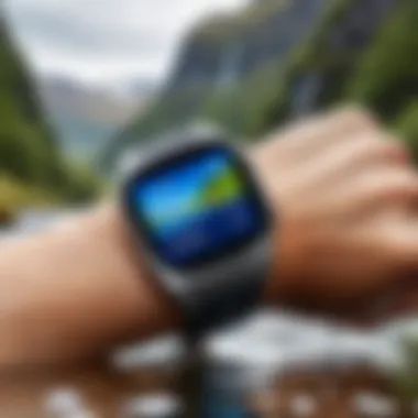 User enjoying outdoor activities with a Samsung watch in wet conditions