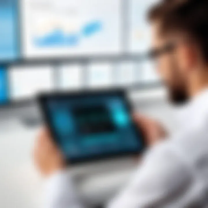 Tech professional analyzing data on a Wi-Fi only tablet