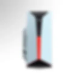 Front view of HP Omen desktop showcasing its sleek design