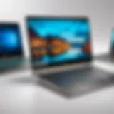Diverse models of HP Pavilion laptops available on display