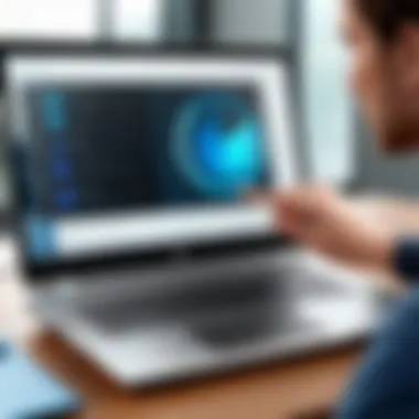 Ease of Use with HP Pavilion Touch Screen Laptop User interacting with HP Pavilion touch screen laptop, demonstrating ease of use