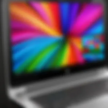 Vivid Colors of HP Pavilion Touch Screen Display Close-up view of HP Pavilion touch screen display showcasing vivid colors